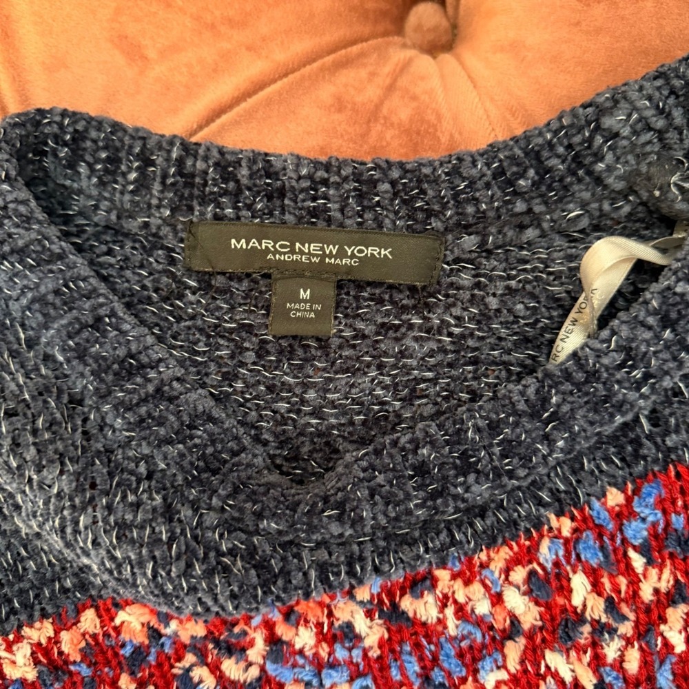 Marc New York Andrew Marc Striped Pullover Sweater Multicolor Womens Medium - Picture 6 of 7